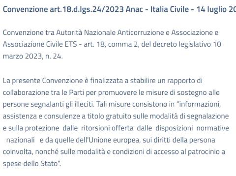 Italia Civile è nell&#039;Elenco degli E.T.S. convenzionati con ANAC